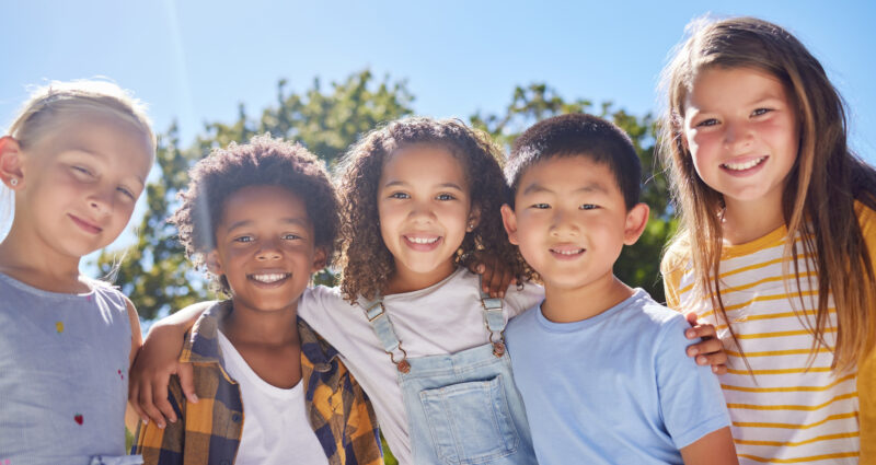 Friendship,,Kids,And,Portrait,Of,Friends,In,A,Park,Playing